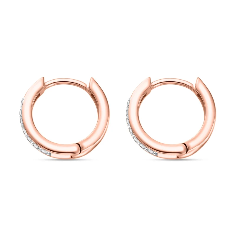 Moissanit Ohrringe 925 Silber 750 Rosévergoldet ca. 0.18 ct