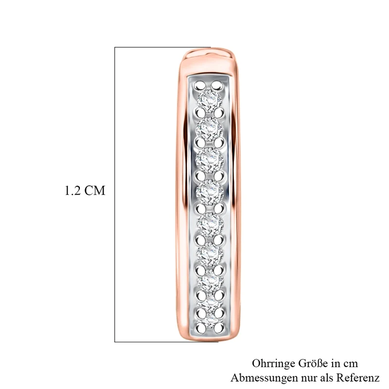 Moissanit Ohrringe 925 Silber 750 Rosévergoldet ca. 0.18 ct