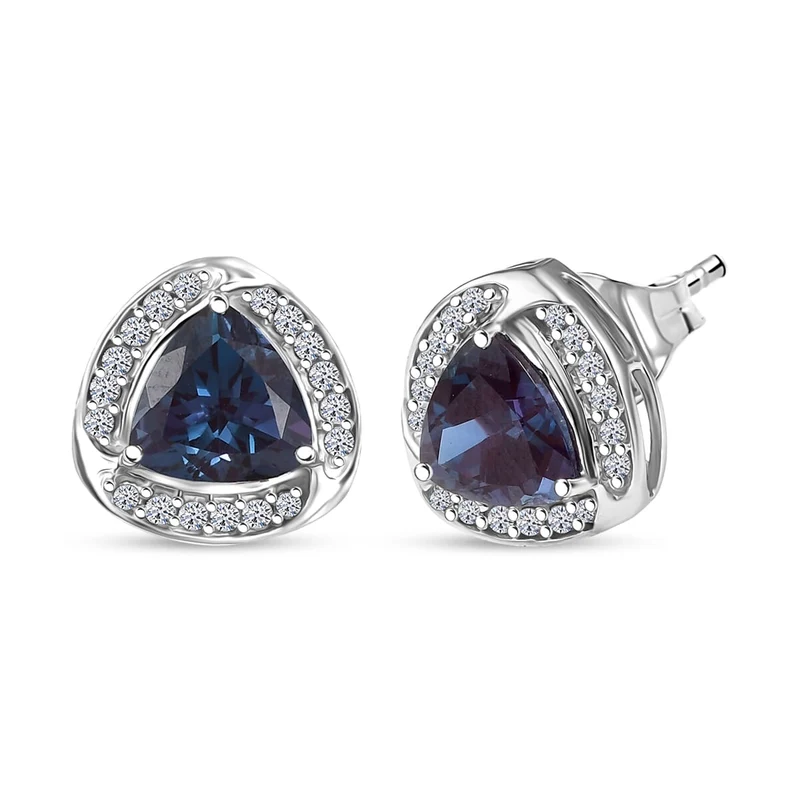 LUXURIANT 3,20 ct. AGI zertifizierte und geprüfte AAA Labor Alexandrit und Labor Diamant Ohrringe in 417 Weißgold