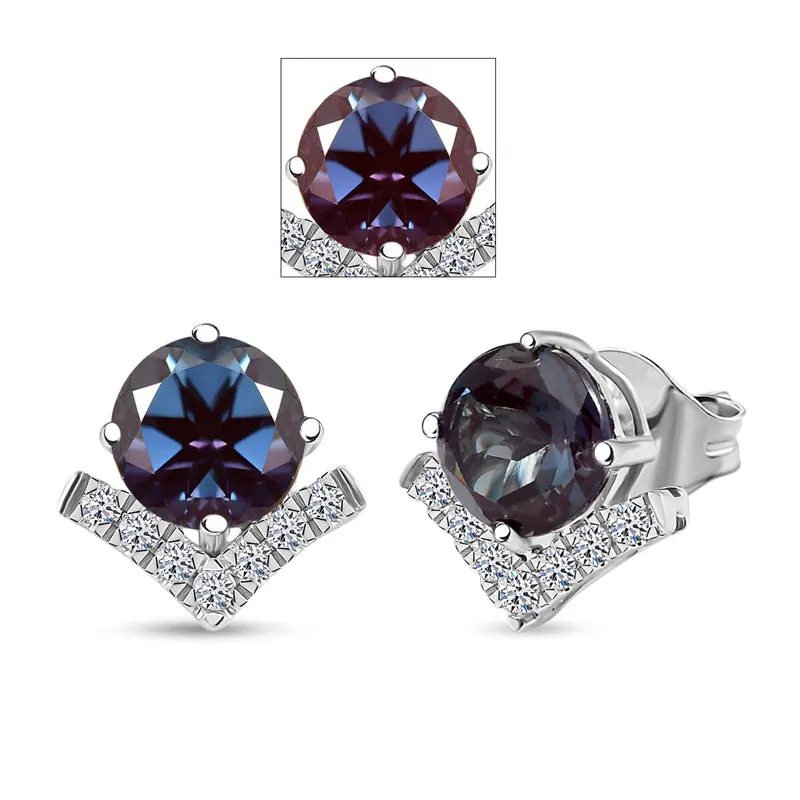 LUXURIANT(10-15 Werktage Lieferzeit) 4,20 ct. AGI zertifizierte und geprüfte AAA Labor Alexandrit und Labor Diamant Ohrringe in 417 Weißgold