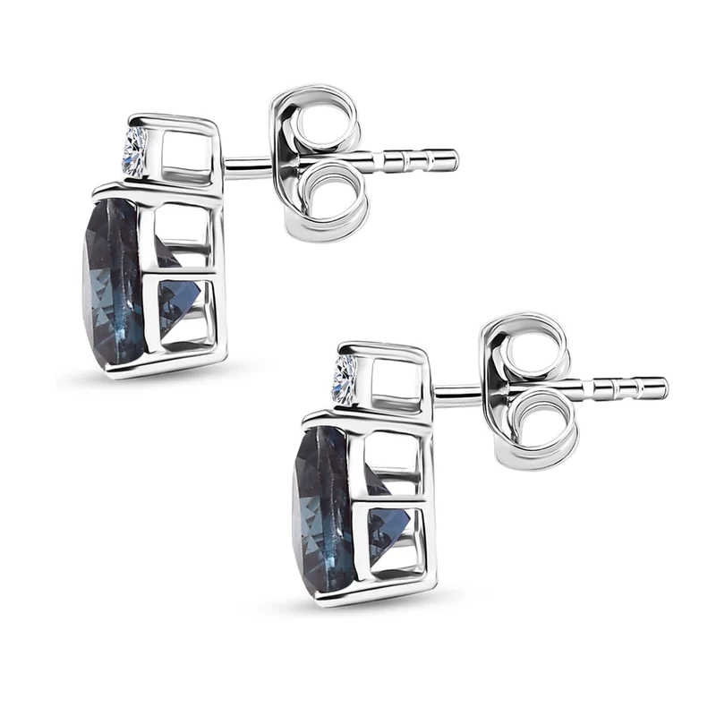 LUXURIANT(10-15 Werktage Lieferzeit) 3,33 ct. AGI zertifizierte und geprüfte AAA Labor Alexandrit und SI-GH Labor Diamant Ohrringe in 417 Weißgold