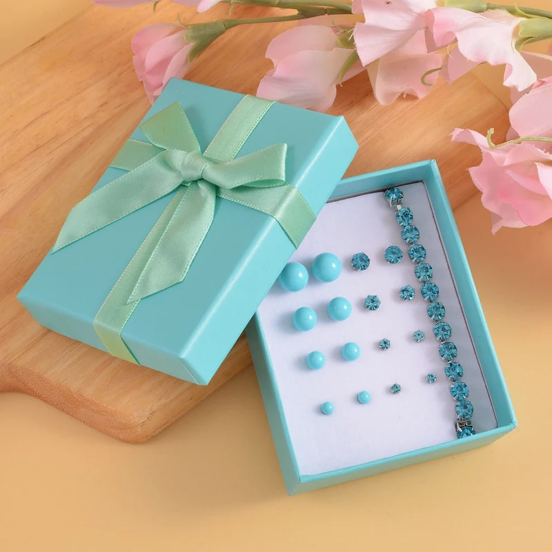 9er-Set - gelbe Muschelkernperle Ohrringe und gelbe Kristall Ohrringe und Armband, Messing und Edelstahl