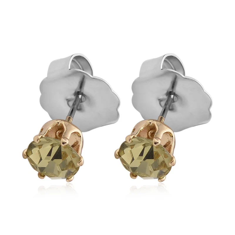 9er-Set - gelbe Muschelkernperle Ohrringe und gelbe Kristall Ohrringe und Armband, Messing und Edelstahl