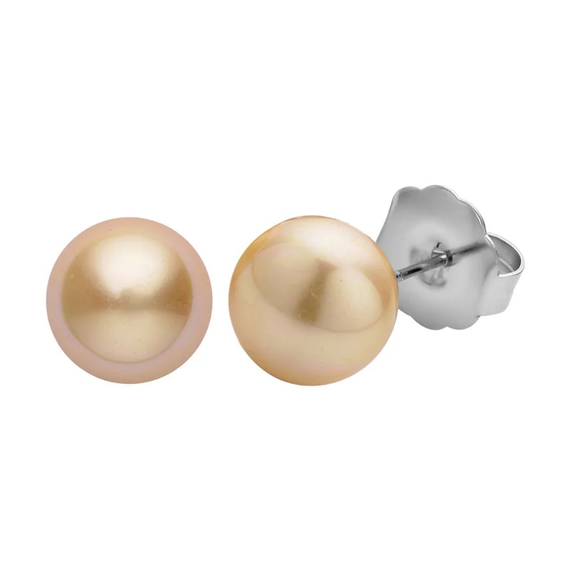 9er-Set - gelbe Muschelkernperle Ohrringe und gelbe Kristall Ohrringe und Armband, Messing und Edelstahl