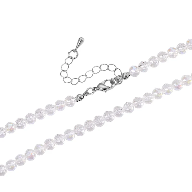 Weißer Kristall Anhänger mit Kette ca. 60 cm + 5 cm Extender