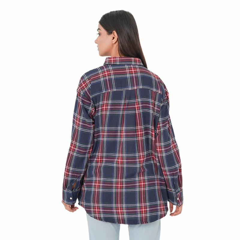 TAMSY - Damen, gewebte Hemdbluse, Größe 38, Rot und Schwarz