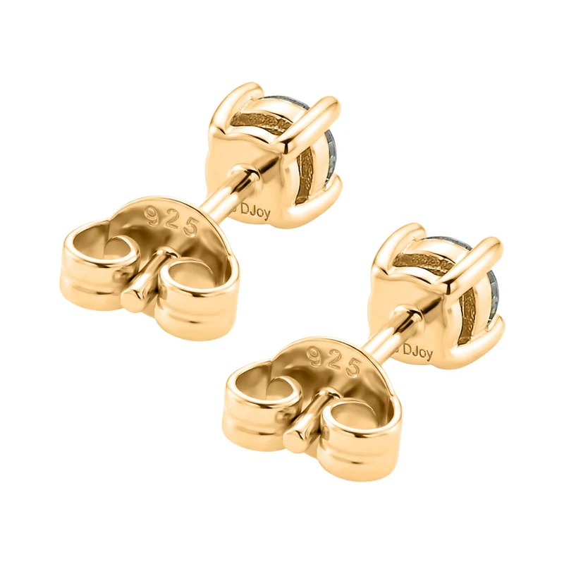 D'Joy Blauer Moissanit Ohrringe 925 Silber vergoldet ca. 0.60 ct