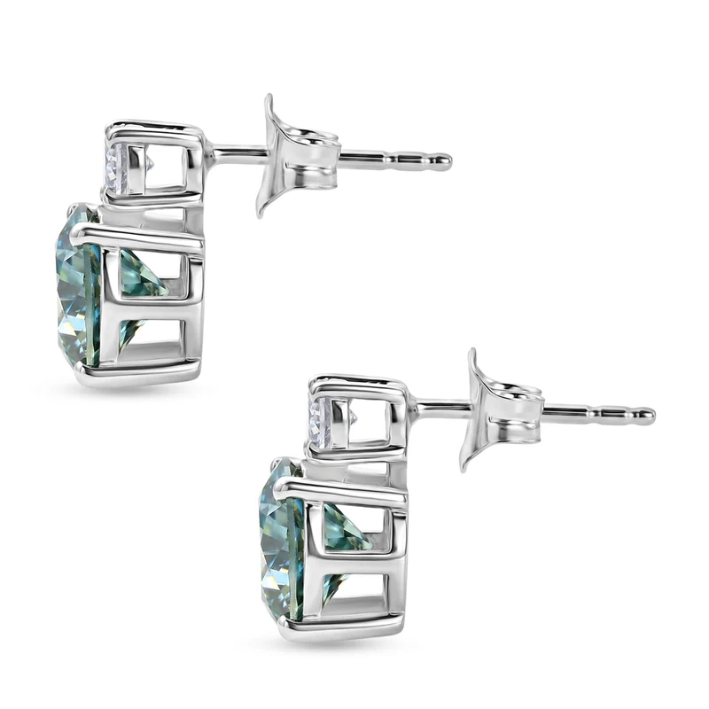 D'Joy Blauer Moissanit, Moissanit Ohrringe 925 Silber Rhodiniert ca. 3,86 ct.