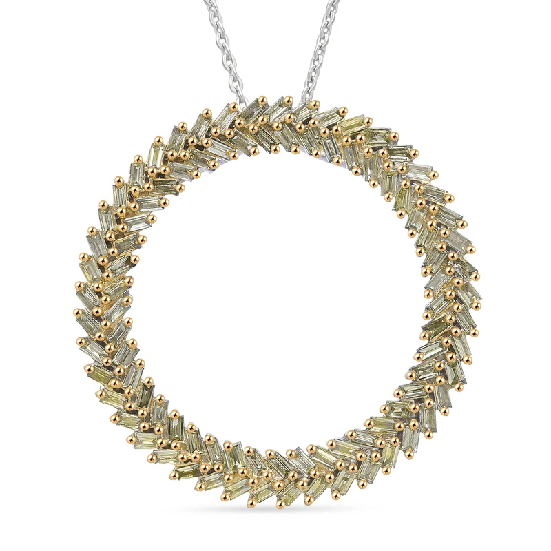 LUXURIANT SGL zertifizierter VS-EF Labor gelber Diamant Anhänger mit 50cm Kette, 925 Silber rhodiniert - 1 ct.