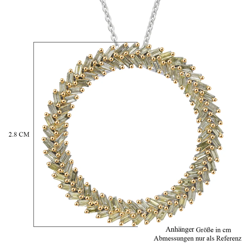 LUXURIANT SGL zertifizierter VS-EF Labor gelber Diamant Anhänger mit 50cm Kette, 925 Silber rhodiniert - 1 ct.