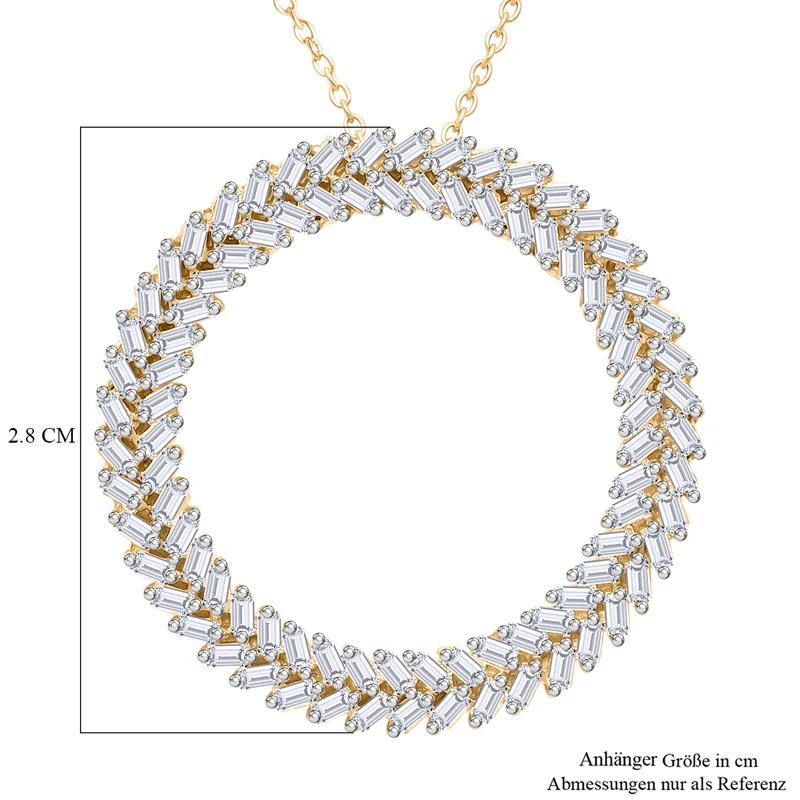 LUXURIANT DIAMOND - Lab Grown Diamant VS-EF SGL zertifiziert Anhänger mit Kette ca. 50 cm 925 Silber Gelbgold Vermeil ca. 1.00 ct
