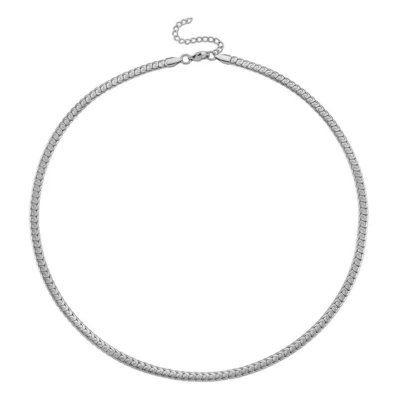Gliederketten- und Herringbone-Design Halsketten-Set, Edelstahl, ca. 50 cm, silberfarben