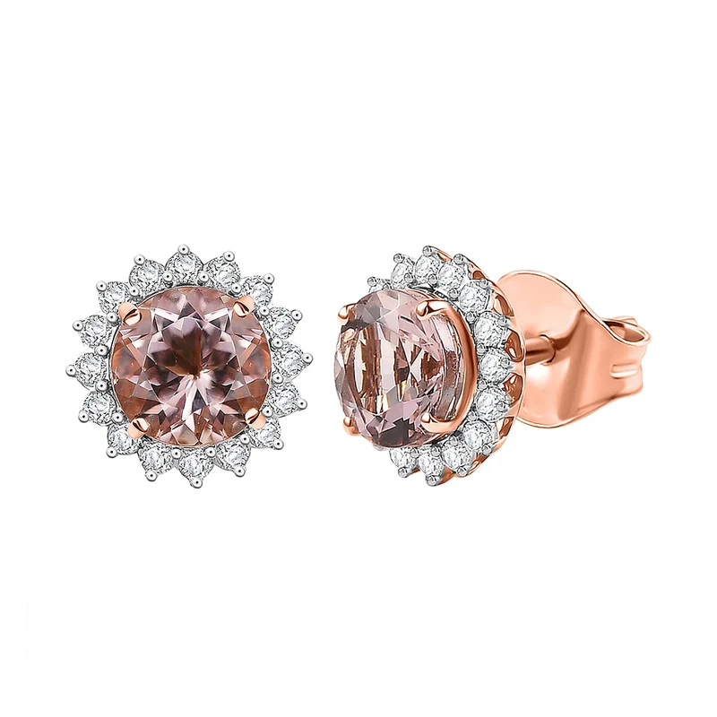 LUXORO AAA Morganit, Weißer Diamant AGI zertifiziert Ohrringe 417 Gold (10-15 Werktage Lieferzeit) ca. 3.51 ct