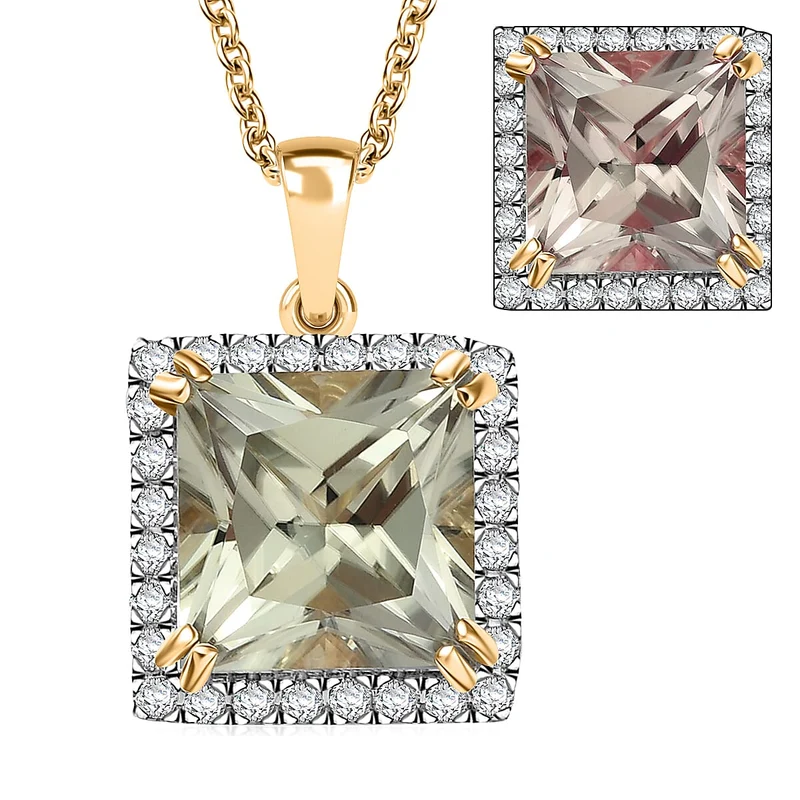 LUXORO AAA Turkizit, Weißer Diamant AGI zertifiziert Schmuckset (10-15 Werktage Lieferzeit) ca. 50 cm 585 Gold ca. 4.35 ct