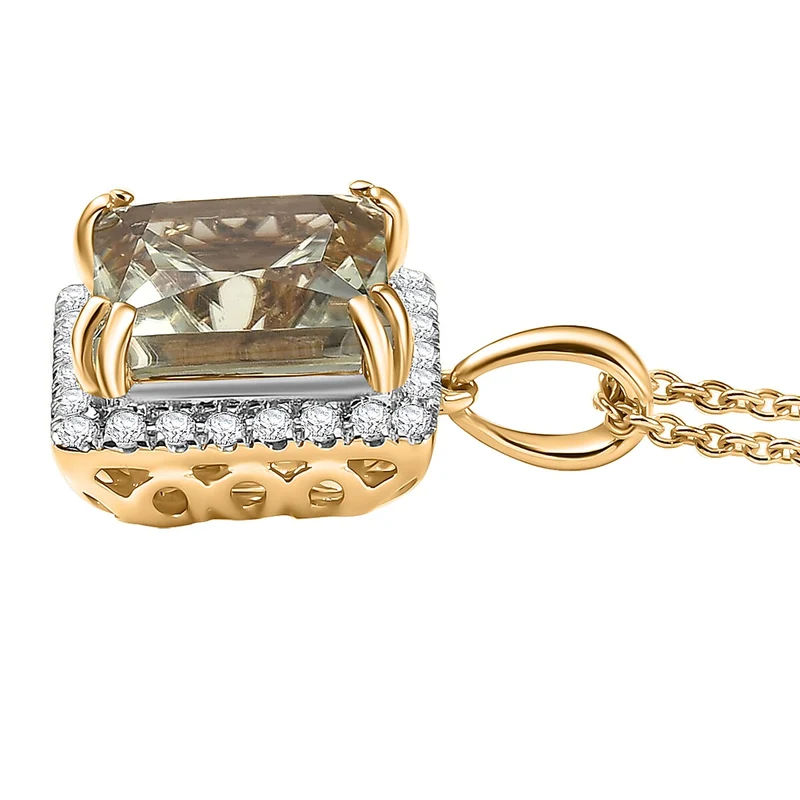 LUXORO AAA Turkizit, Weißer Diamant AGI zertifiziert Schmuckset (10-15 Werktage Lieferzeit) ca. 50 cm 585 Gold ca. 4.35 ct
