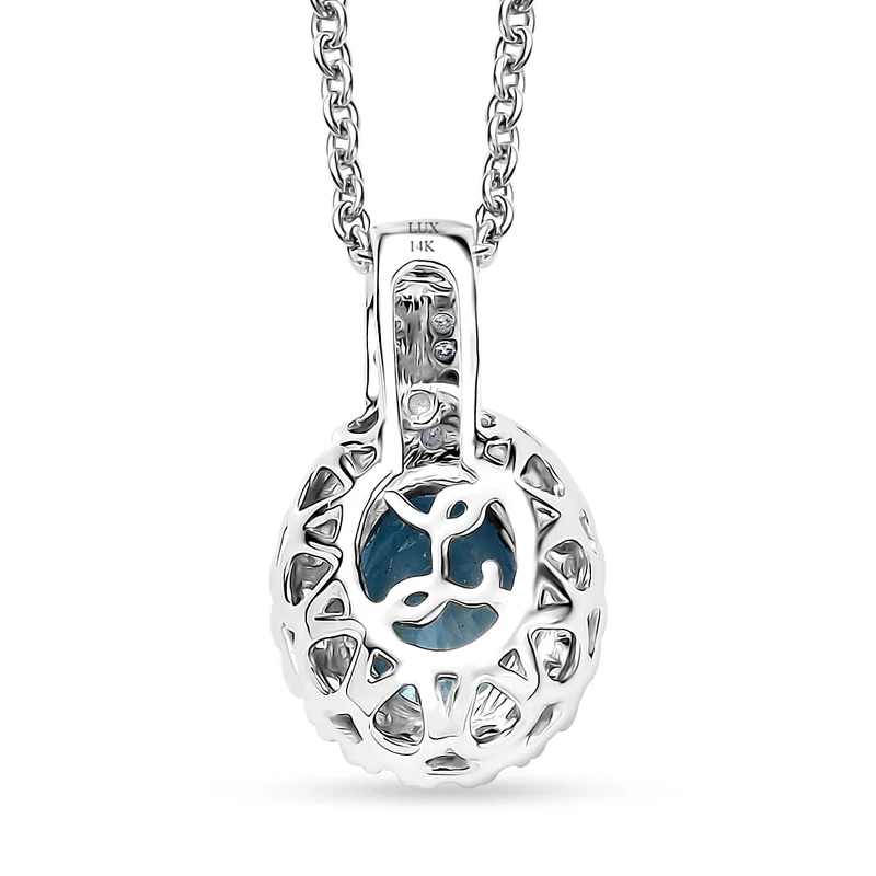 LUXORO AAA Santamaria Aquamarin, Weißer Diamant AGI zertifiziert Schmuckset (10-15 Werktage Lieferzeit) ca. 50 cm 585 Gold ca. 1.46 ct