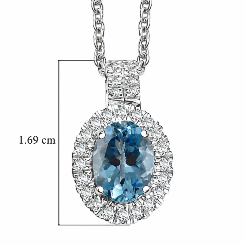 LUXORO AAA Santamaria Aquamarin, Weißer Diamant AGI zertifiziert Schmuckset (10-15 Werktage Lieferzeit) ca. 50 cm 585 Gold ca. 1.46 ct