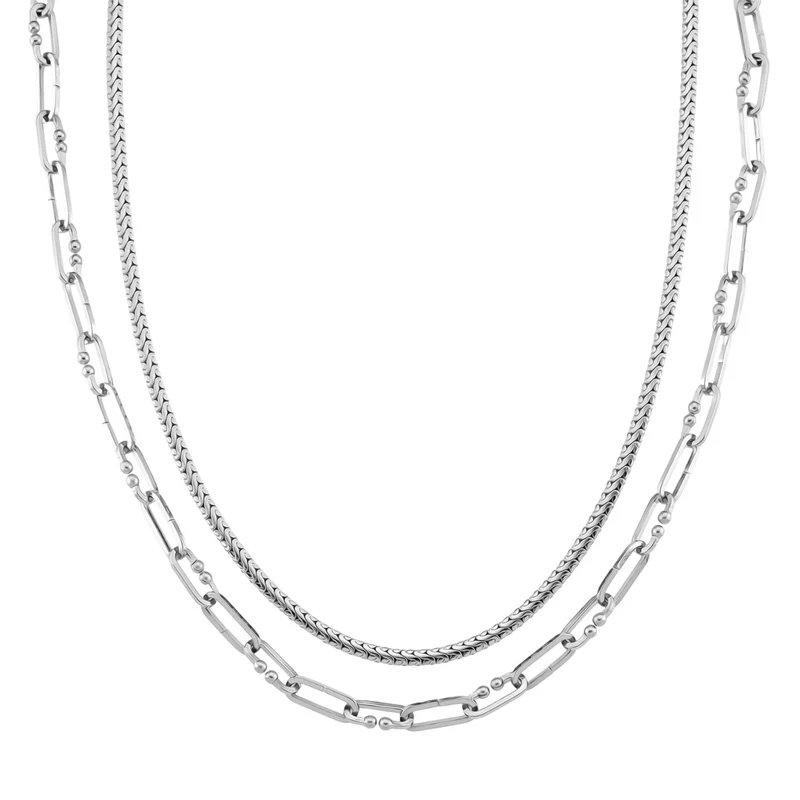 DESIGNER INSPIRIERT - 2er Fancy 316L Edelstahl Ketten Set ca. 50 cm Goldfarben