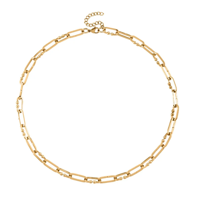 DESIGNER INSPIRIERT - 2er Fancy 316L Edelstahl Ketten Set ca. 50 cm Goldfarben