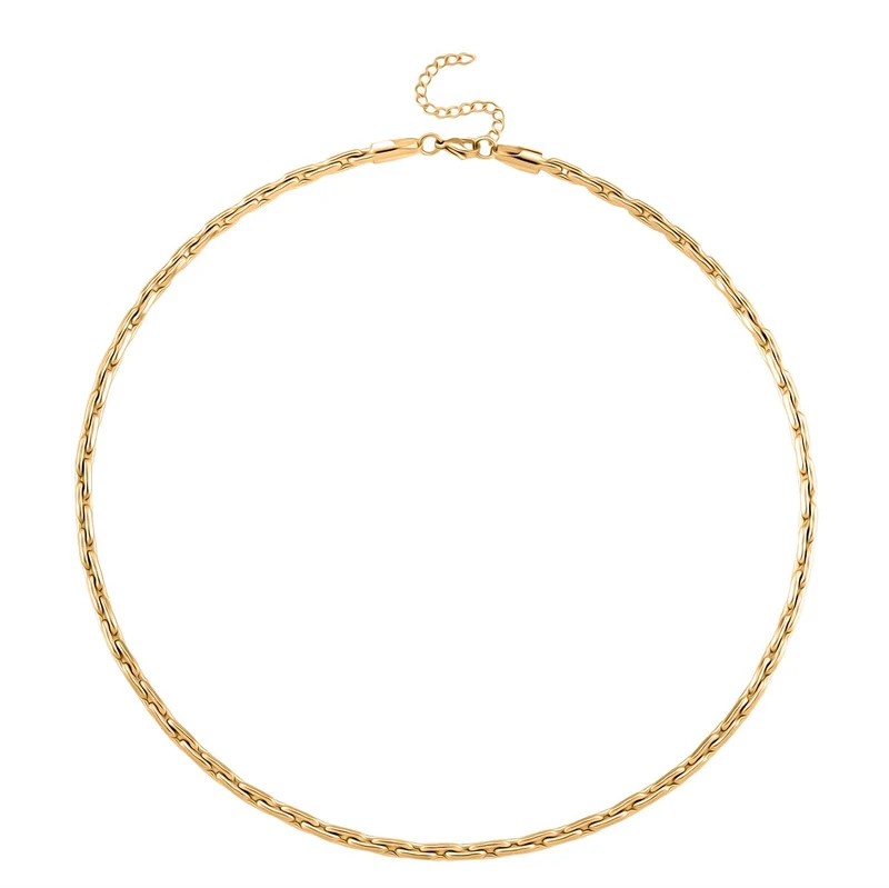 2er-Set Halsketten, Edelstahl, Goldfarben, Gliederkette und Schlangenketten-Optik, ca. 50 + 5 cm