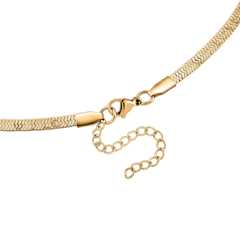 2er-Set Halsketten, Edelstahl, Goldfarben, Gliederkette und Schlangenketten-Optik, ca. 50 + 5 cm
