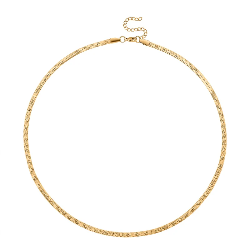2er-Set Halsketten, Edelstahl, Goldfarben, Gliederkette und Schlangenketten-Optik, ca. 50 + 5 cm
