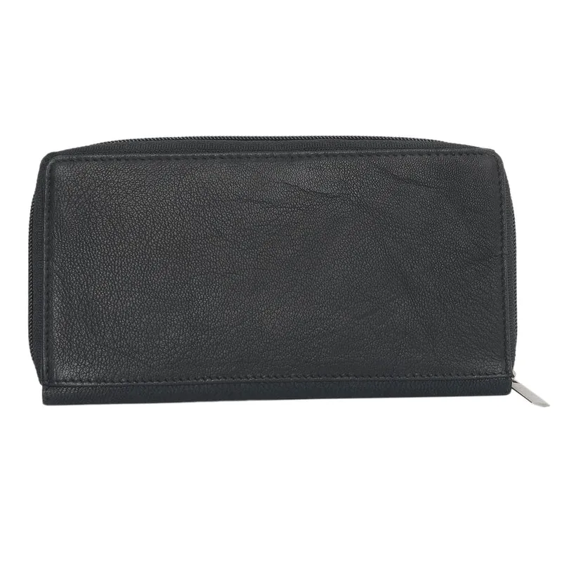 CLOSE OUT - UNION CODE: 100% Echtleder Brieftasche mit Krokoprägung und RFID schutz, 19x12 cm, schwarz