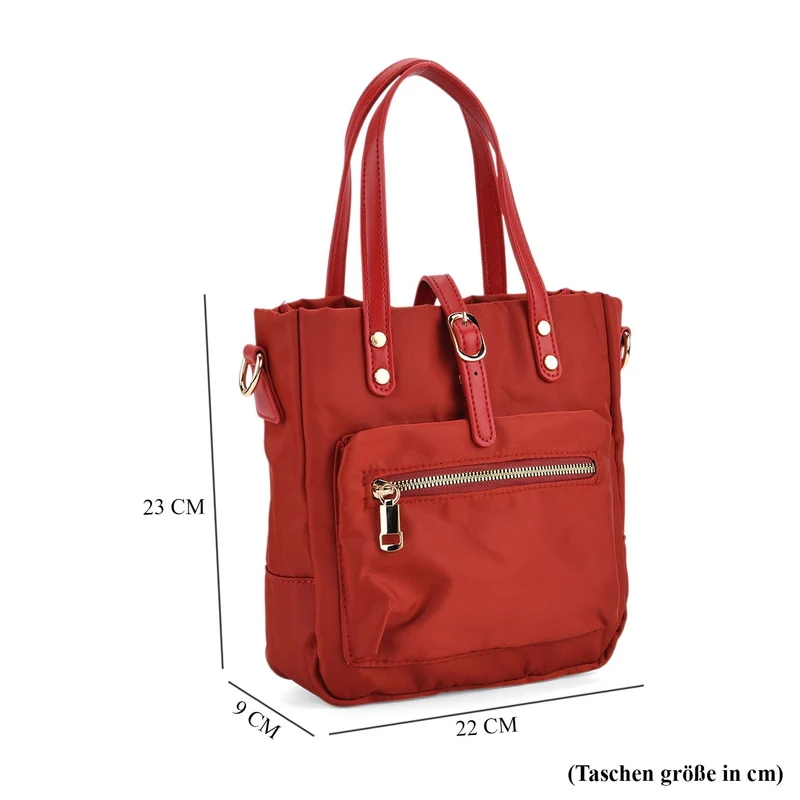 Urban Nylon Crossbody Tasche, 3 Außenfächer und 2 Innenfächer, 22 x 23 x 9 cm, Braun