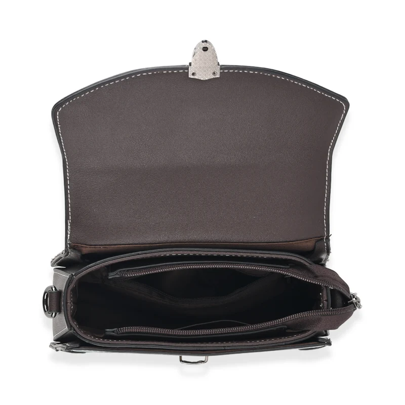 Kompakte Crossbody-Tasche mit floraler Stickerei, 23 x 9 x 17 cm, Lila