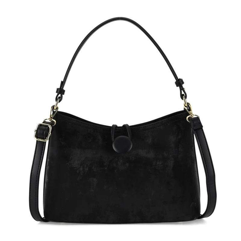 Crossbody Taschen Set 2 teilig mit Reißverschlussfach und Innenfach 30 x 12 x 20 cm Schwarz