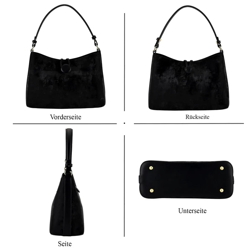 Crossbody Taschen Set 2 teilig mit Reißverschlussfach und Innenfach 30 x 12 x 20 cm Schwarz