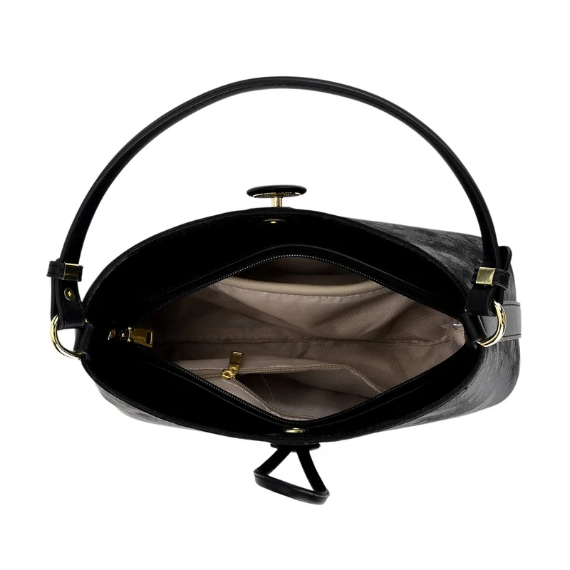 Crossbody Taschen Set 2 teilig mit Reißverschlussfach und Innenfach 30 x 12 x 20 cm Schwarz