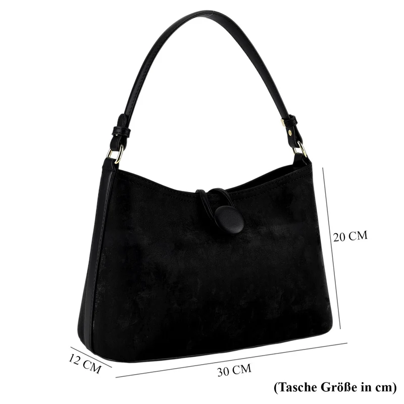 Crossbody Taschen Set 2 teilig mit Reißverschlussfach und Innenfach 30 x 12 x 20 cm Schwarz