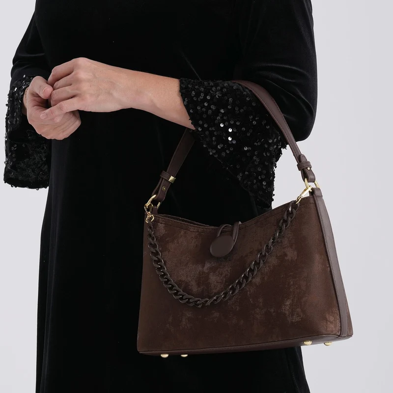 Crossbody Taschen Set 2 teilig mit Reißverschlussfach und Innenfach 30 x 12 x 20 cm Schwarz