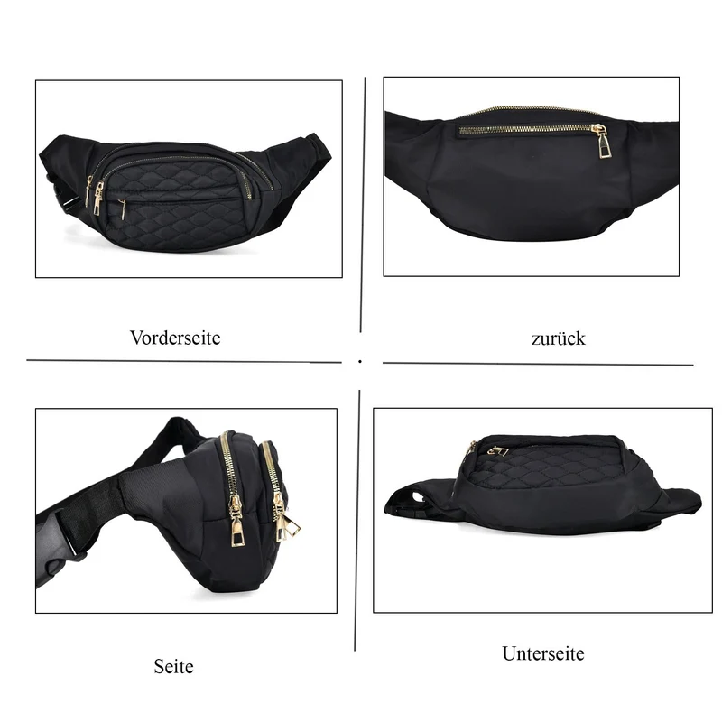 Multifunktionale RFID-geschützte Nylon Gürteltasche mit Schnellverschluss, 36x4x13cm, Rosa