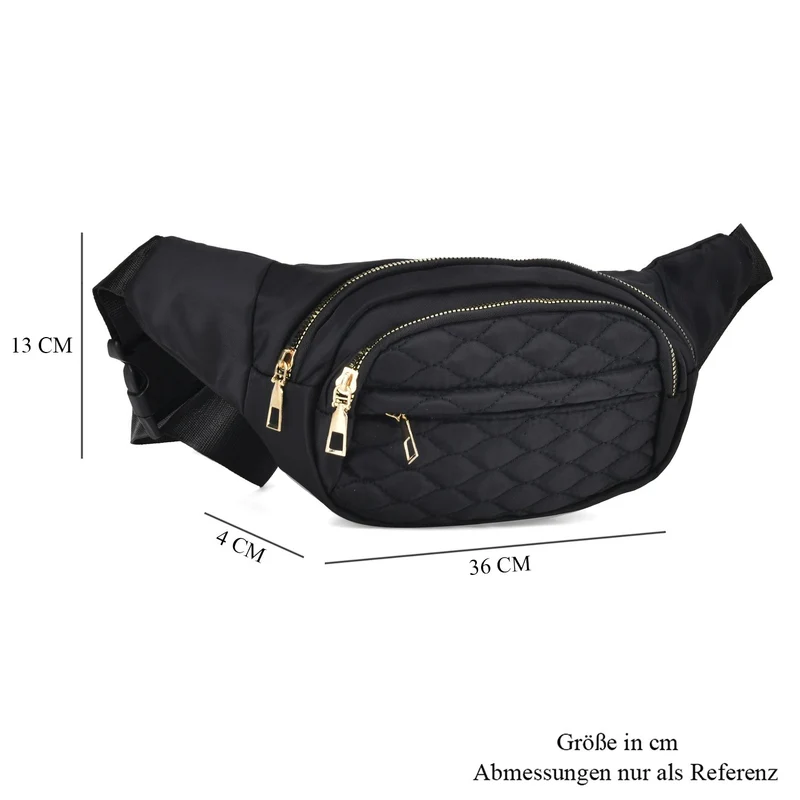 Multifunktionale RFID-geschützte Nylon Gürteltasche mit Schnellverschluss, 36x4x13cm, Rosa