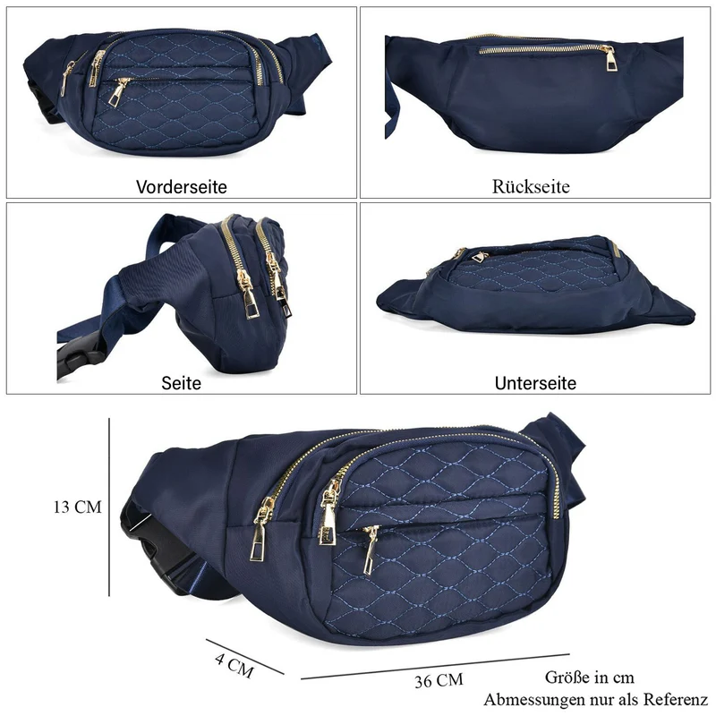 Multifunktionale RFID-geschützte Nylon Gürteltasche mit Schnellverschluss, 36x4x13cm, Rosa