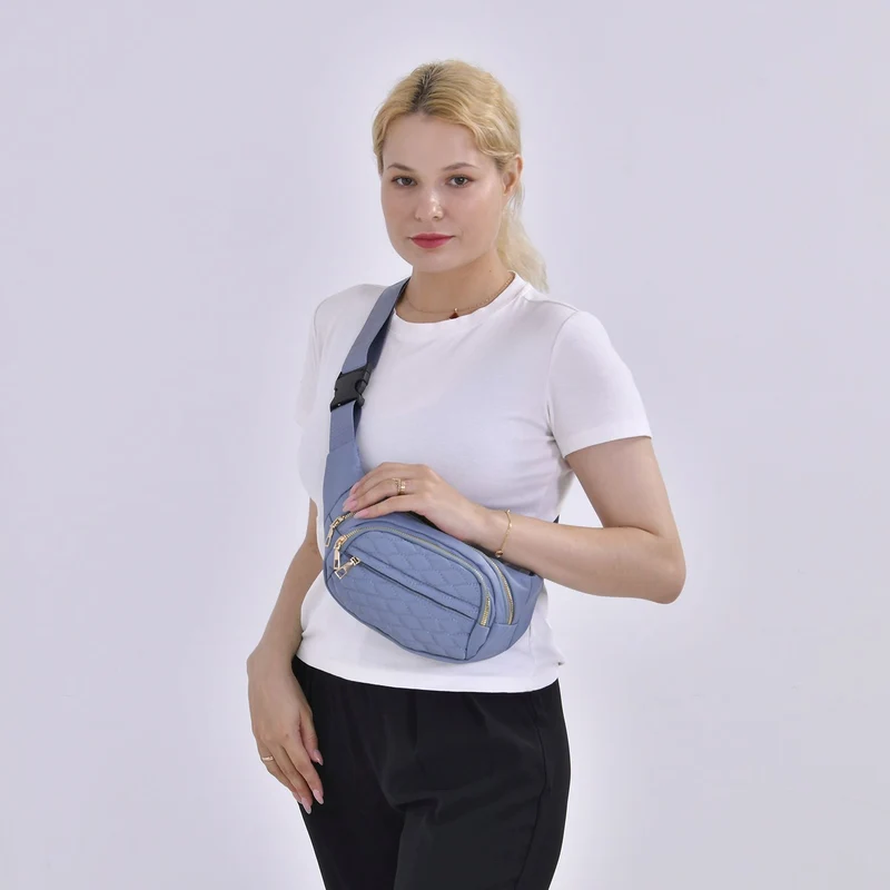 Multifunktionale RFID-geschützte Nylon Gürteltasche mit Schnellverschluss, 36x4x13cm, Rosa