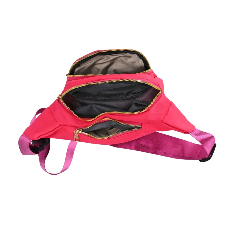Multifunktionale RFID-geschützte Nylon Gürteltasche mit Schnellverschluss, 36x4x13cm, Rosa