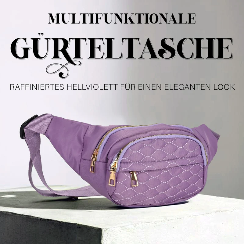 Multifunktionale RFID-geschützte Nylon Gürteltasche mit Schnellverschluss, 36x4x13cm, Rosa