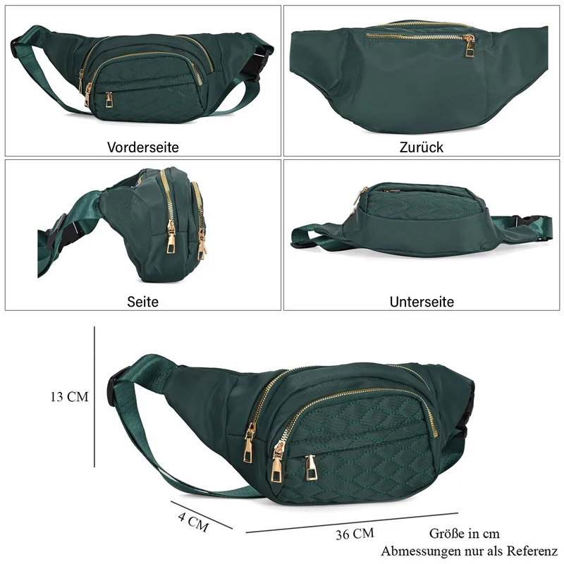Multifunktionale RFID-geschützte Nylon Gürteltasche mit Schnellverschluss, 36x4x13cm, Rosa
