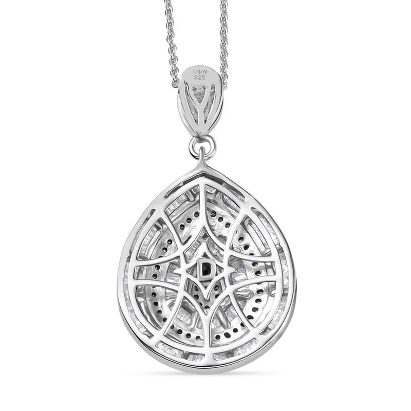 D'Joy Weißer Diamant Anhänger mit Kette, ca. 50 cm 925 Silber Rhodiniert ca. 1.00 ct