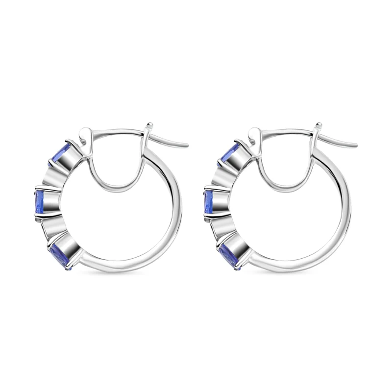 D'Joy Tansanit, Moissanit Ohrringe 925 Silber rhodiniert ca. 1,51 ct.