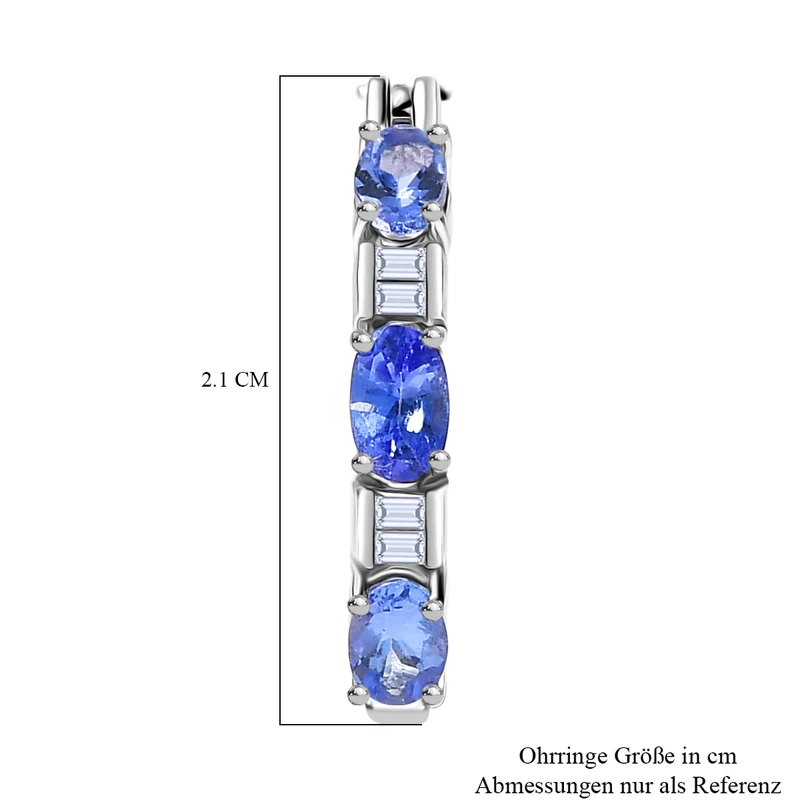 D'Joy Tansanit, Moissanit Ohrringe 925 Silber rhodiniert ca. 1,51 ct.