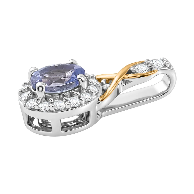 D'Joy Tansanit Schmuckset 925 Silber platiniert und vergoldet (Größe 19) ca. 1,13 ct.