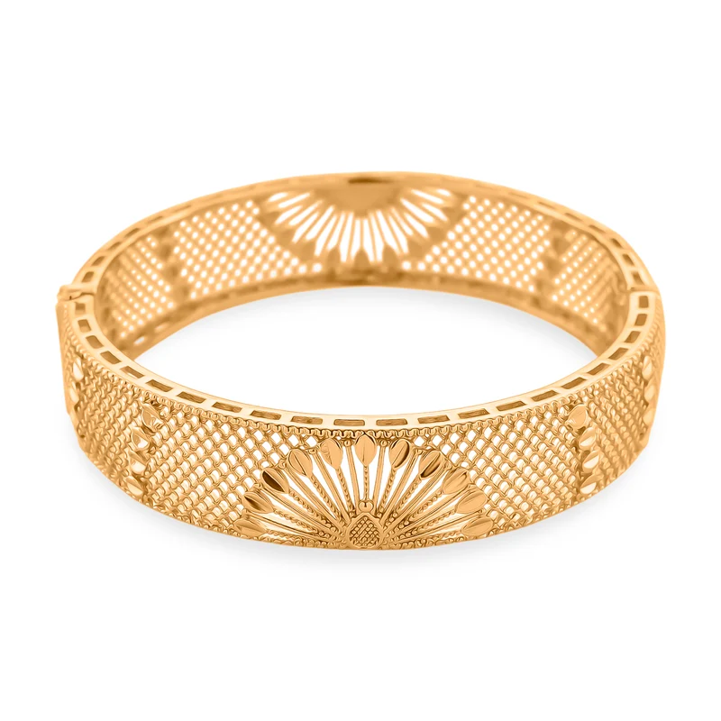 GOLD-LOOKS Pfauen-inspiriertes Design Armreif, Nickelfreies Messing, ca. 19 cm ca. 23,60g