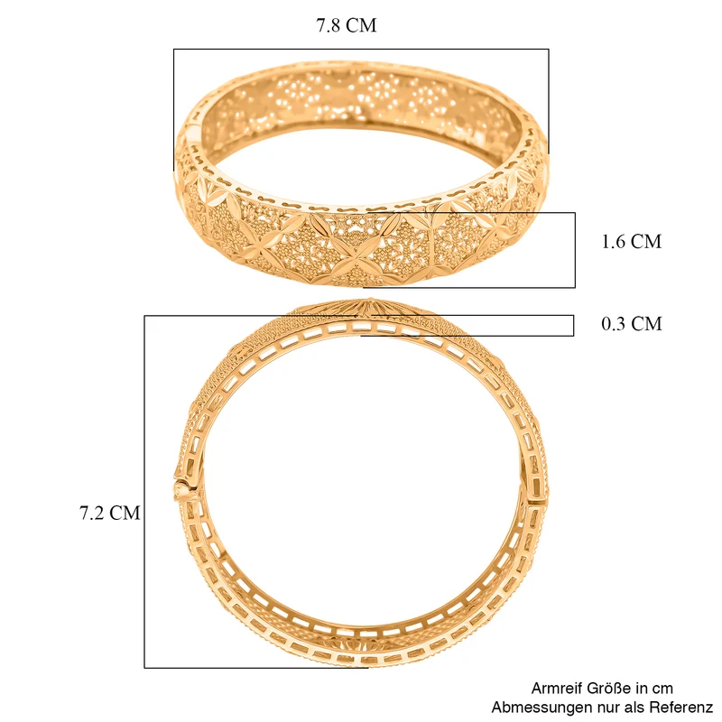 GOLD-LOOKS Pfauen-inspiriertes Design Armreif, Nickelfreies Messing, ca. 19 cm ca. 23,60g