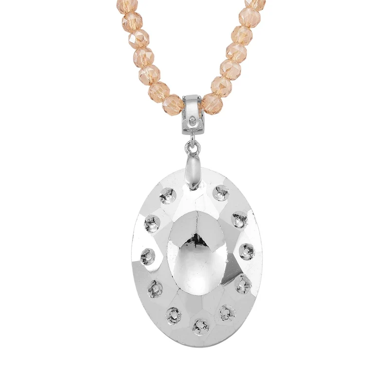Oranger magischer Farb-Kristall und champagnerfarbener AB-Kristall Anhänger mit 60+5cm Kette, Legierung