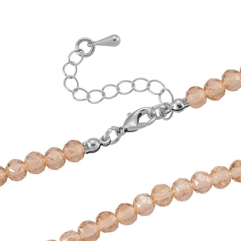 Oranger magischer Farb-Kristall und champagnerfarbener AB-Kristall Anhänger mit 60+5cm Kette, Legierung