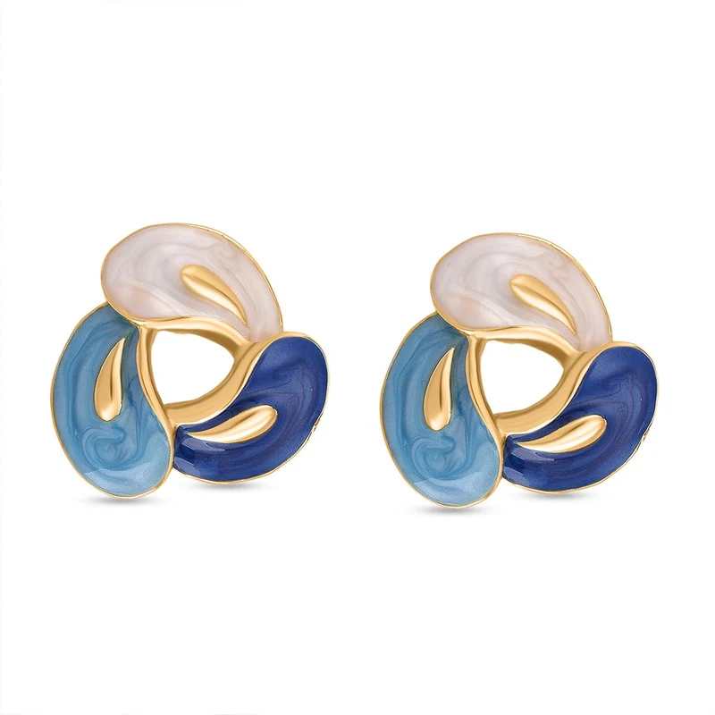 2er-Set Emaille-Anhänger mit Kette und Ohrsteckern, abstraktes Design, Grün